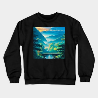 Japanese Mountain in Summertime Crewneck Sweatshirt